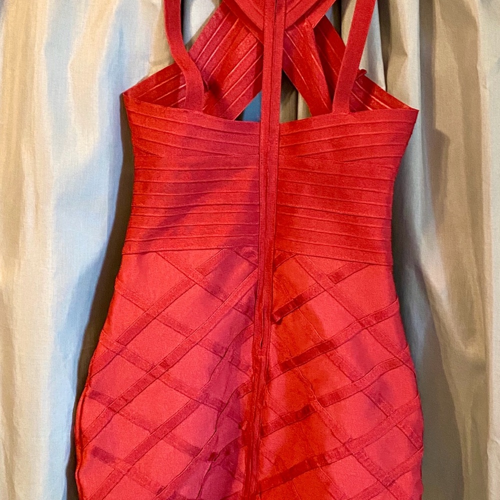 Burgundy Cross Front Bandage Dress